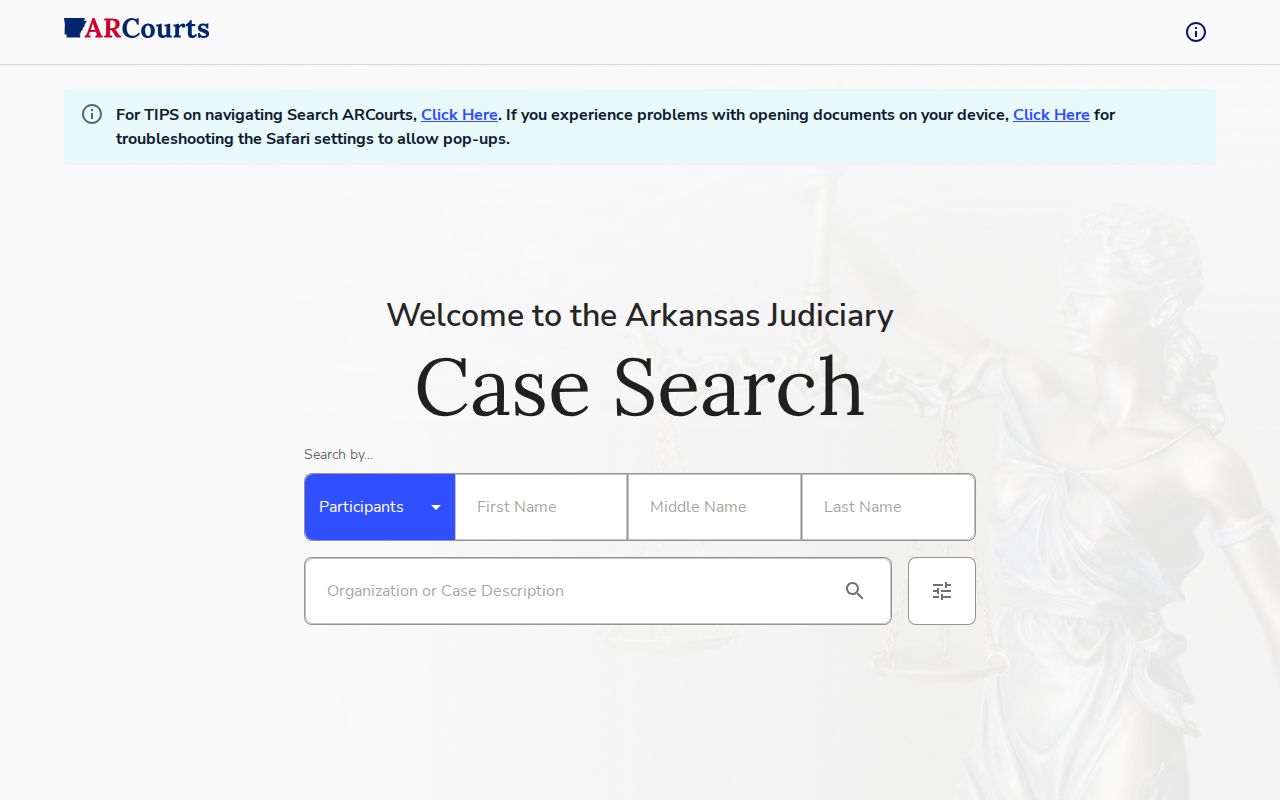 Washington County warrant lookup through Arkansas CourtConnect