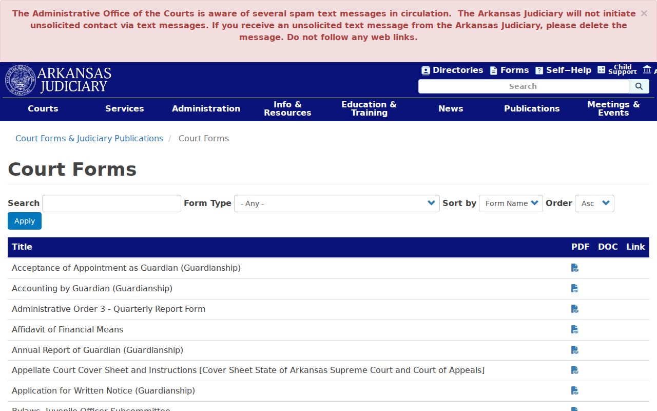 Arkansas official court forms for Washington County municipal warrant procedure