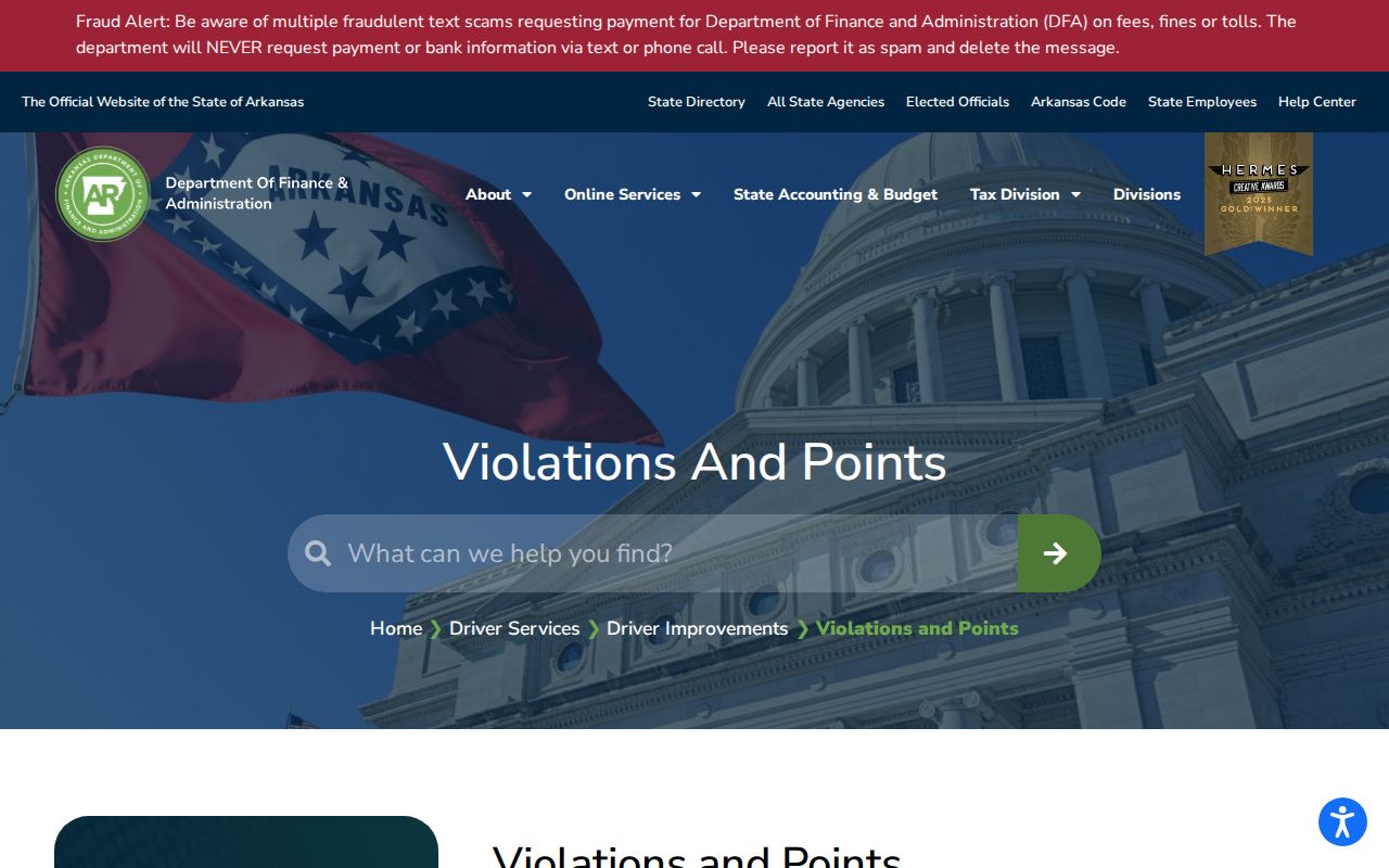 Arkansas DFA source related to Washington County traffic warrant reporting
