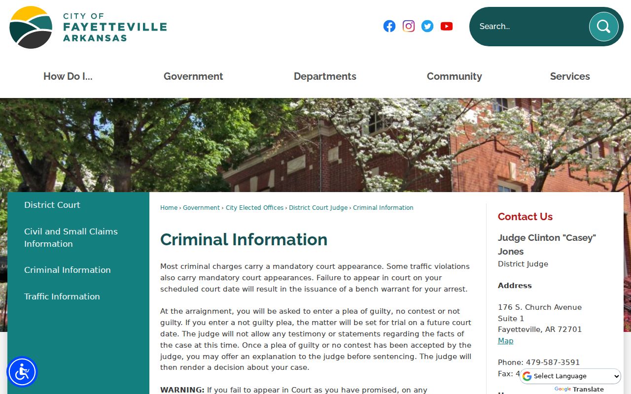 Washington County bench warrant information from Fayetteville court