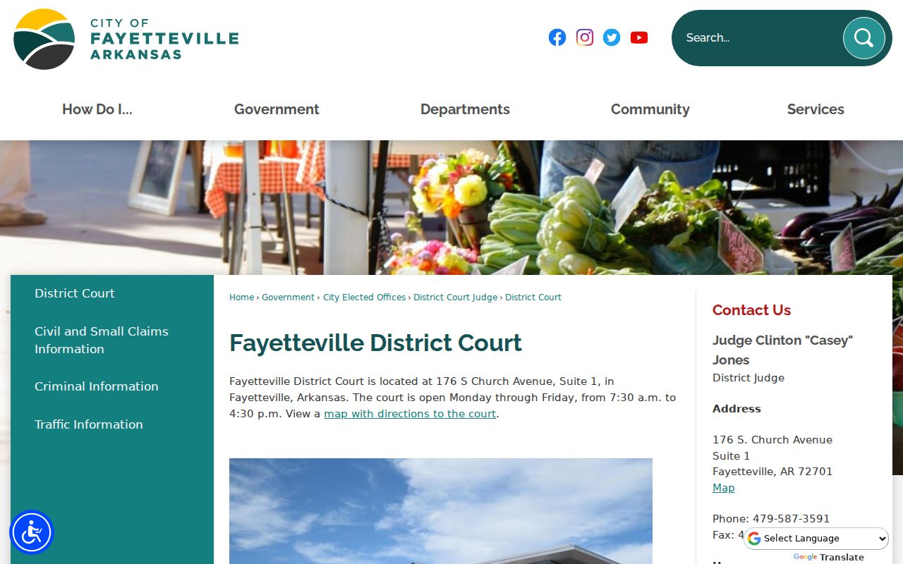 Washington County bench warrant court route at Fayetteville District Court