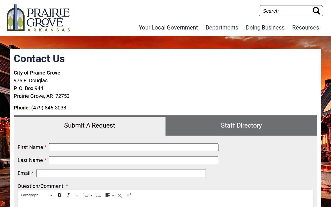 Prairie Grove city contacts for warrant record routing