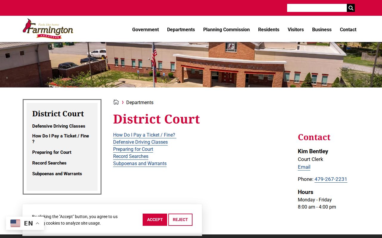 Farmington warrant search through Washington County District Court