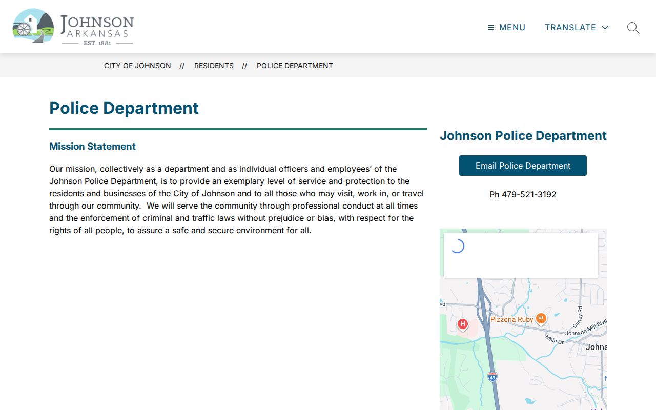 Johnson Police contact for Johnson warrant service questions