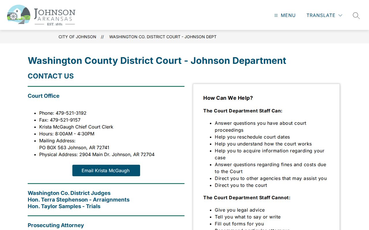 Johnson warrant search through Washington County District Court
