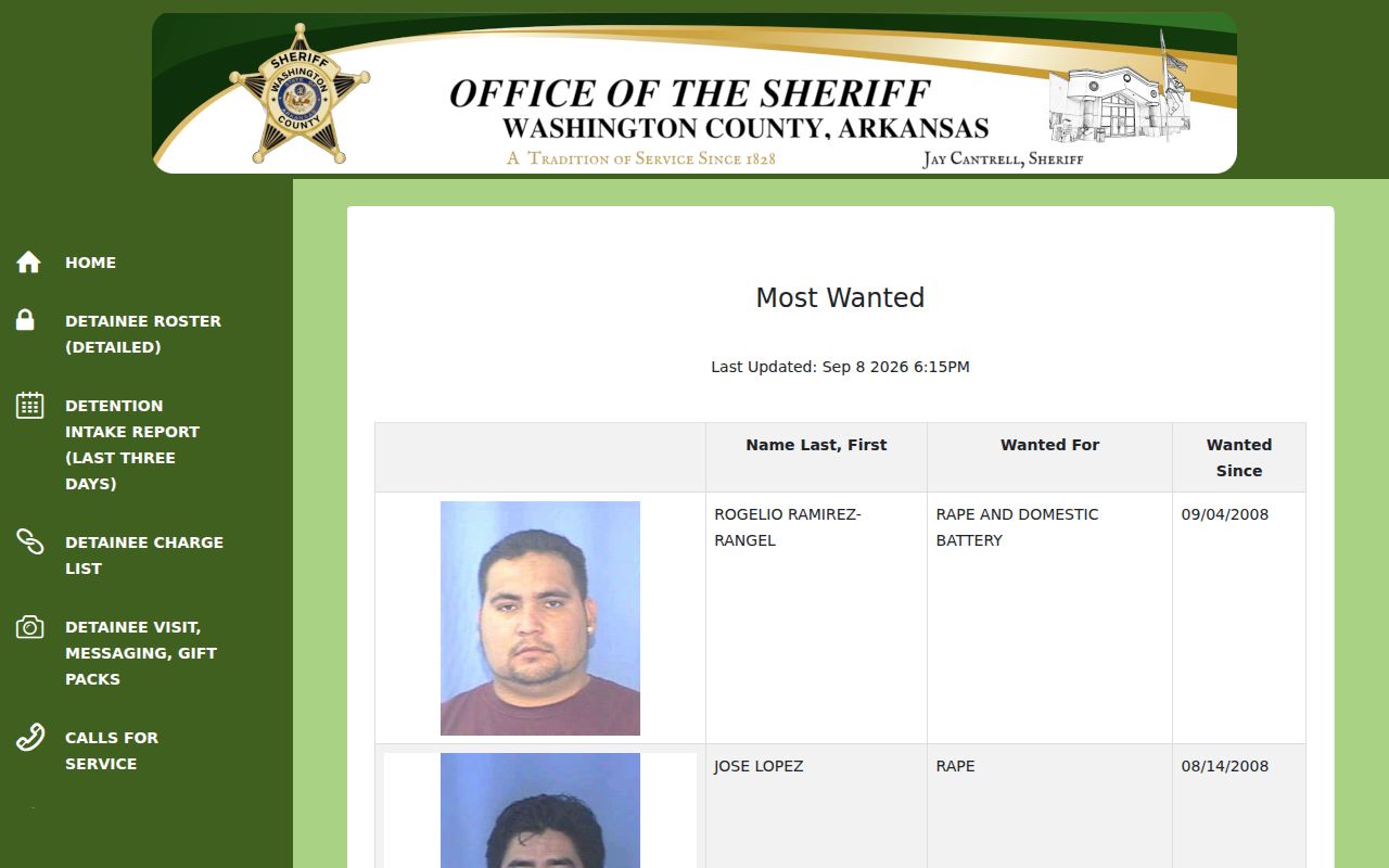 Washington County warrant records official wanted program page